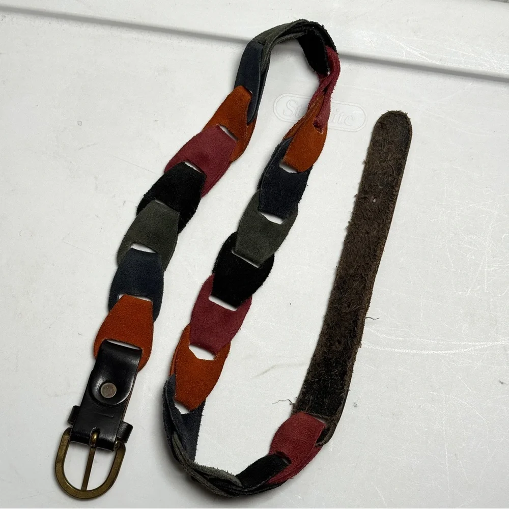Vintage Y2K Colorful Suede Link Belt Boho Cottagecore Indie Fashion‎ Accessory